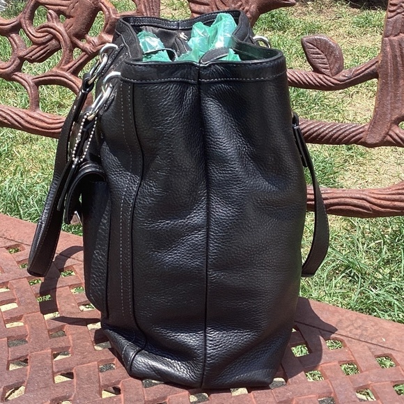 Coach Black Leather Penelope Tote Double Handle Silver Hardware - Picture 2 of 9